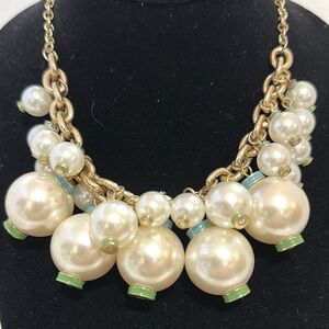 Lilly Pulitzer Goodie Good Pearl Necklace w/ Green & Blue Accents 20” - EUC